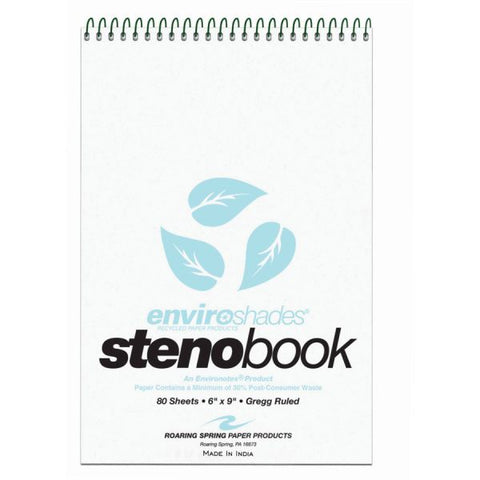 Enviroshades Perforated Steno Pads 6" x 9" - Gregg Ruled - Blue Paper - 80 Sheets/ Pack - 4 Pads