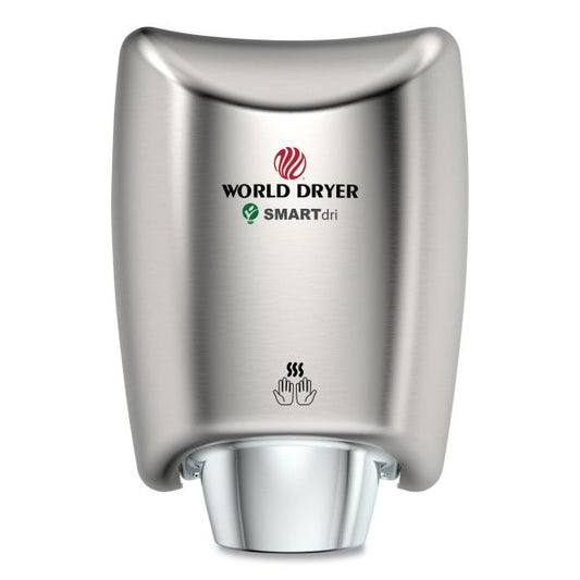 WORLD DRYER SMARTdri Hand Dryer, 110-120 V, 9.33 x 7.67 x 12.5, Brushed Stainless Steel