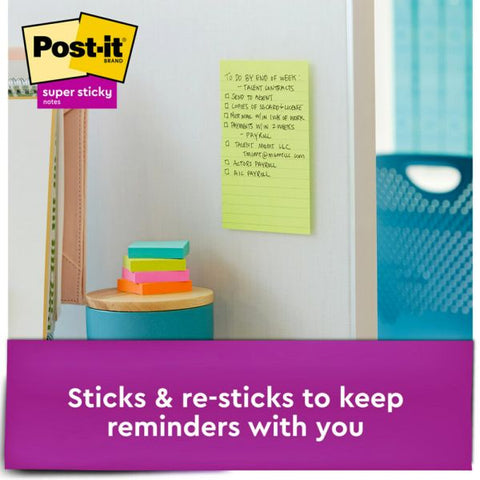 Post-it Super Sticky Notes, 4" x 6", Supernova Neons Collection, Lined, Pack Of 5 Pads