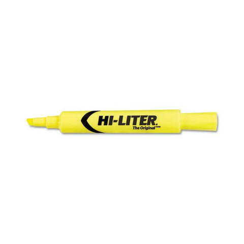 Avery HI-LITER Desk-Style Highlighters, Fluorescent Yellow Ink, Chisel Tip, Yellow/Black Barrel, Dozen