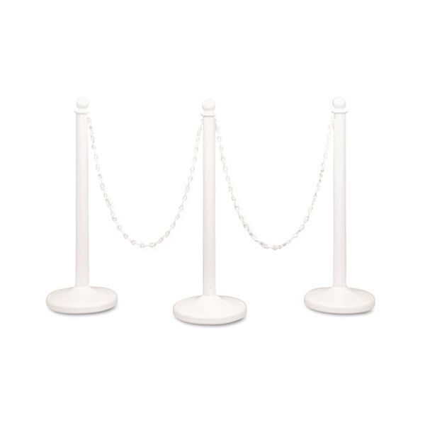 Tatco Crowd Control Stanchions, Plastic, 14 x 39, White, 6/Box