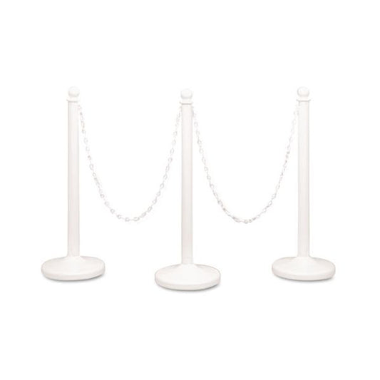 Tatco Crowd Control Stanchions, Plastic, 14 x 39, White, 6/Box