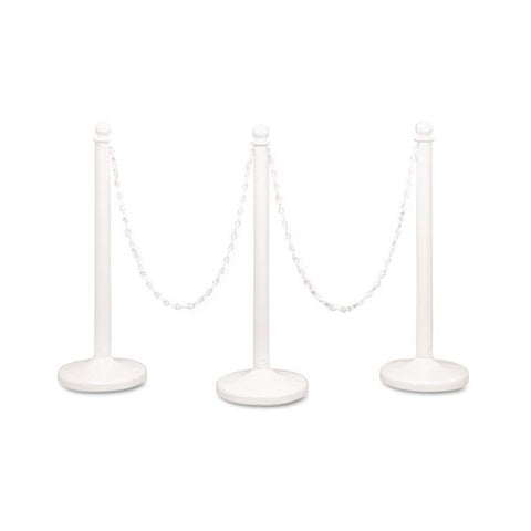 Tatco Crowd Control Stanchions, Plastic, 14 x 39, White, 6/Box