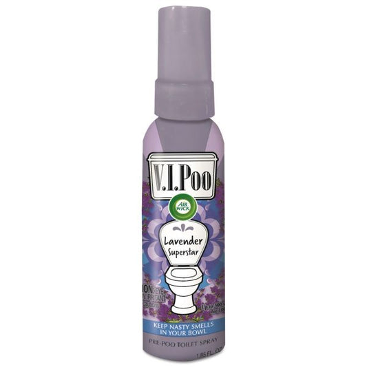 Air Wick V.I. Poo Pre-Poo Toilet Spray, Lavender Superstar, 1.9 oz Spray Bottle, 6/Carton