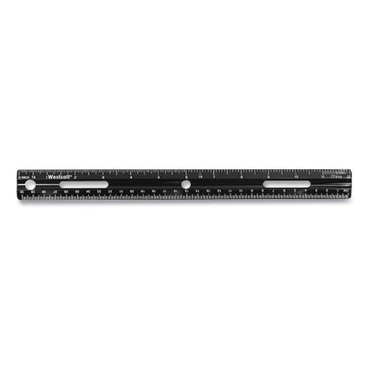 Westcott KleenEarth Recycled Ruler, Standard/Metric, 12" Long, Plastic, Black