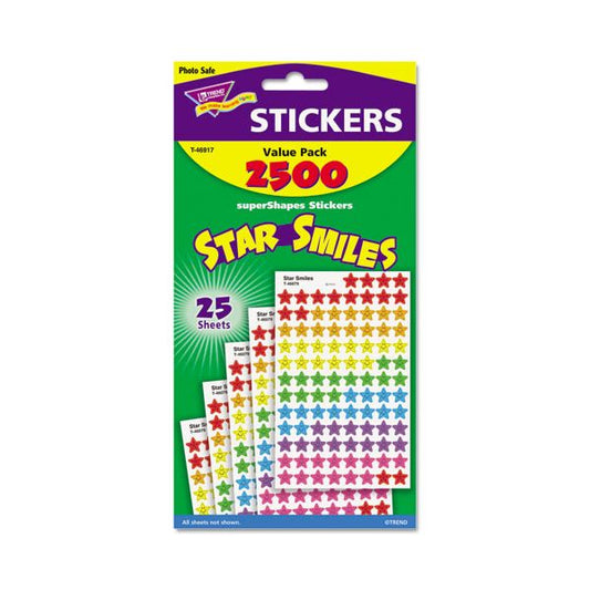 TREND Sticker Assortment Pack, Smiling Star, Assorted Colors, 2,500/Pack