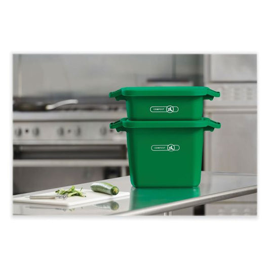 Rubbermaid Commercial Compost Bin Lid, For 3.3 and 5 gal Bins, 16.3w x 12.9d x 1.1h, Compost Green