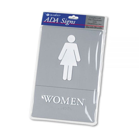 Headline Sign ADA Sign, Women Restroom Symbol w/Tactile Graphic, Molded Plastic, 6 x 9, Gray