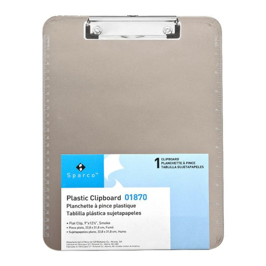 Business Source Transparent Plastic Clipboard 8 1/2" x 11" - Plastic - Smoke - 1 Each