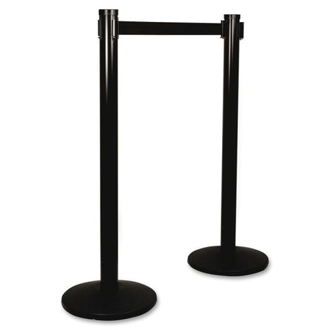 Tatco Adjusta-Tape Crowd Control Posts Only, Steel, 40" High, Black, 2/Box