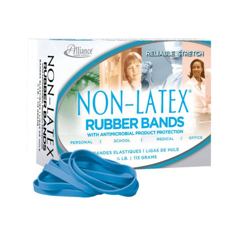 Alliance Antimicrobial Non-Latex Rubber Bands, Size 64, 0.04" Gauge, Cyan Blue, 4 oz Box, 95/Box