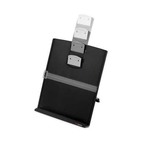 3M Fold-Flat Freestanding Desktop Copyholder, 150 Sheet Capacity, Plastic, Black/Silver Clip