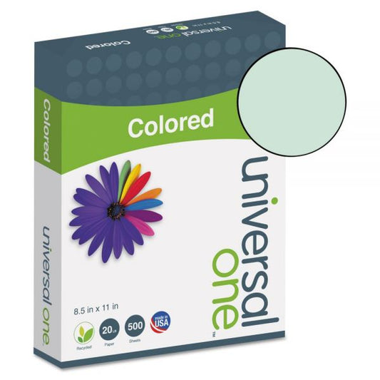 Universal Colored Paper, 20 lb, 8 1/2 x 11, Green, 500 Sheets/Ream