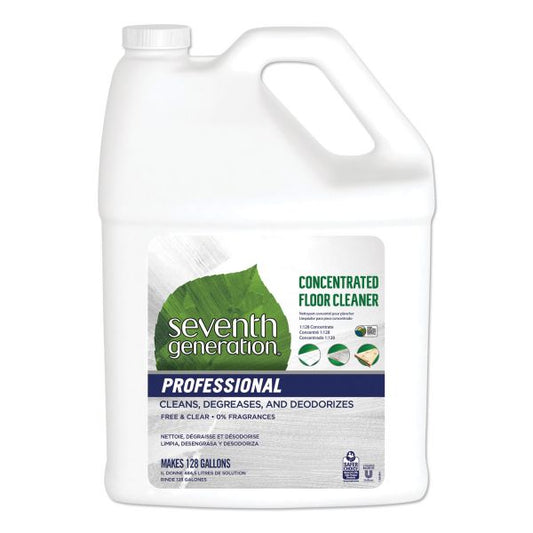 Seventh Generation Professional Concentrated Floor Cleaner, Free and Clear, 1 gal Bottle, 2/Carton Concentrate - 128 fl oz (4 quart) - Free & Clear/Unscented - 2 / Carton - Multi