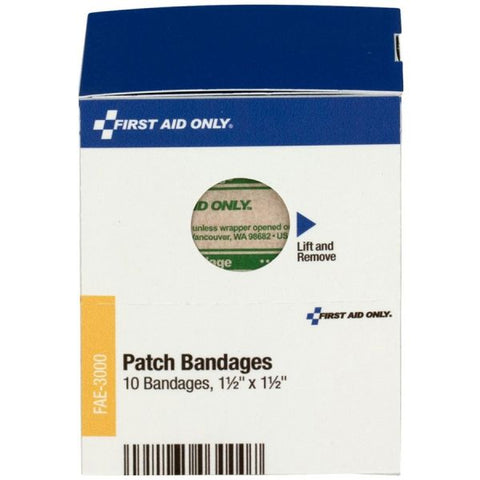 First Aid Only SmartCompliance Patch Bandages, 1.5 x 1.5, 10/Box