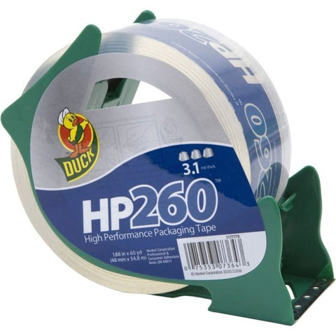 Duck HP260 Packaging Tape with Dispenser, 3" Core, 1.88" x 60 yds, Clear