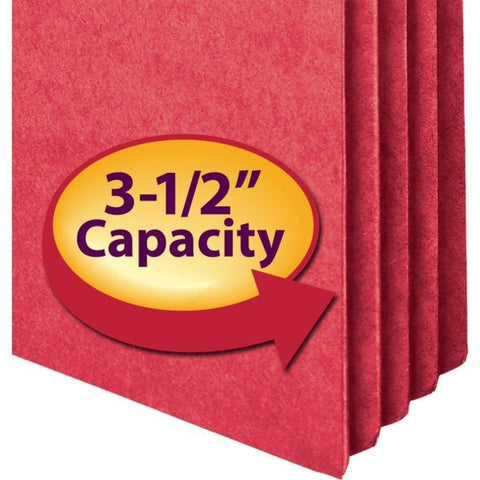 Smead Colored File Pockets, 3.5" Expansion, Letter Size, Red