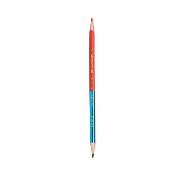 Prismacolor Verithin Dual-Ended Two-Color Pencils, 2 mm, Blue/Red Lead, Blue/Red Barrel, Dozen