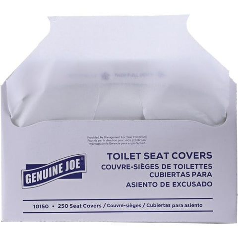 Genuine Joe Half-fold Toilet Seat Covers 250 Covers/ Pack - 10 Packs/ Carton