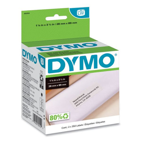 DYMO LabelWriter Address Labels, 1.12" x 3.5", White, 350 Labels/Roll, 2 Rolls/Pack