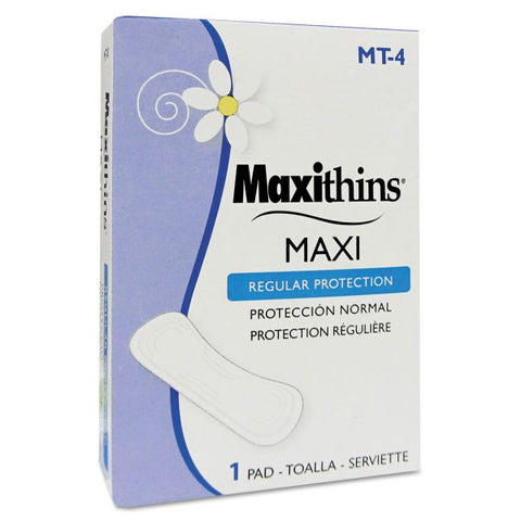 HOSPECO Maxithins Vended Sanitary Napkins #4, Maxi, 250 Individually Boxed Napkins/Carton