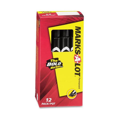 Avery MARK A LOT Large Desk-Style Permanent Marker, Chisel Tip, Black, Dozen