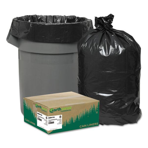 Earthsense Commercial Linear Low Density Recycled Can Liners, 45 gal, 2 mil, 40" x 46", Black, 10 Bags/Roll, 10 Rolls/Carton