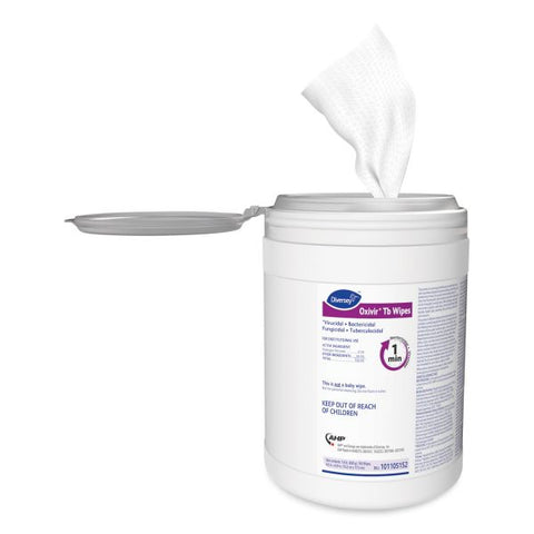 Diversey Oxivir TB Disinfectant Wipes, 6 x 6.9, Characteristic Scent, White, 160/Canister, 4 Canisters/Carton Ready-To-Use Wipe - 28.80 oz (1.80 lb) - 160 / Can - 4 / Carton