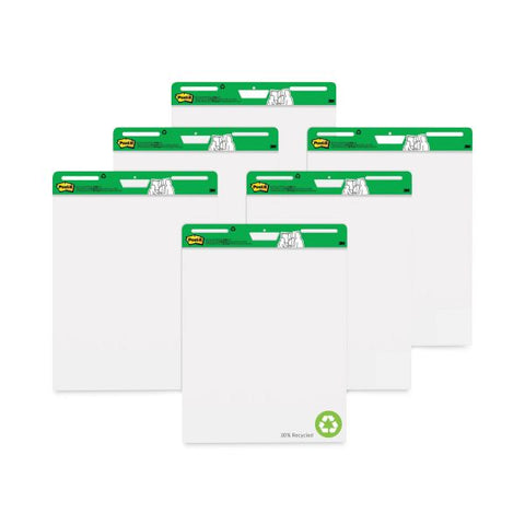 Post-it Easel Pads Self Stick Easel Pads, 25 x 30, White, Recycled, 6 30 Sheet Pads/Carton