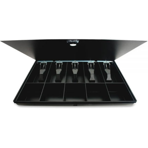 Sparco Locking Cover Money Tray 16" x 11" x 2.3" Size - 10 Compartments - Steel/Plastic - Black