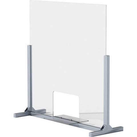 Lorell Removable Shelf Glass Protective Screen 36" Width x 0.3" Depth x 36" Height - 1 Each - Clear - Tempered Glass, Aluminum