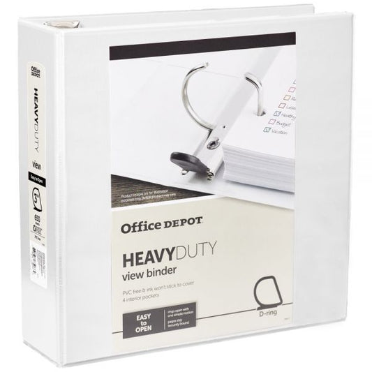 [IN]PLACE Heavy-Duty View 3-Ring Binder, 3" D-Rings, White