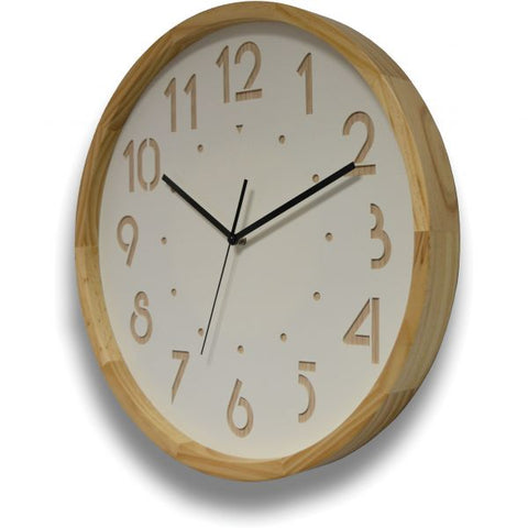 Orium Oslo Silent Clock Analog - Quartz - White Main Dial - Oak/Wood Case, White