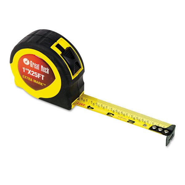 Great Neck ExtraMark Power Tape, 1" x 25ft, Steel, Yellow/Black