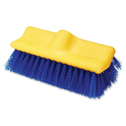 Rubbermaid Commercial Plastic Block Floor Scrub 2" Bristle Length - Plastic - Yellow/Blue