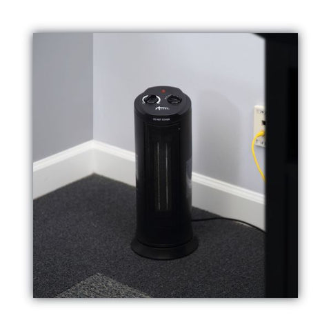 Alera Mini Tower Ceramic Heater, 1,500 W, 7.37 x 7.37 x 17.37, Black