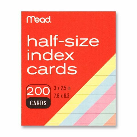 Mead 3" x 2.5" Ruled Index Cards 3" x 2.50" - Ruled - Assorted Colors - 200/ Pack