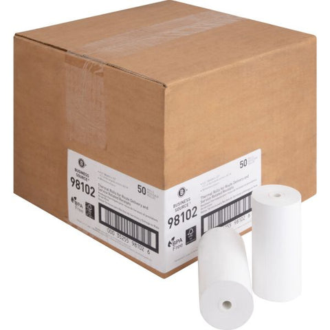 Business Source Thermal Paper Rolls 4 3/8" x 127 ft - Thermal - White - 50 Rolls/ Carton