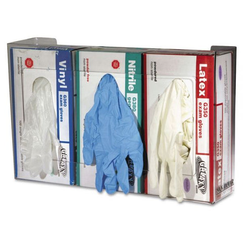 San Jamar Clear Plexiglas Disposable Glove Dispenser, 3-Box, Plexiglas, Clear, 18 x 3.75 x 10