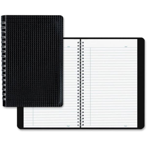 Blueline Poly Cover Notebook 6" x 9 3/8" Size - College Ruled - 80 Sheets - Twin-Wire Binding - White Paper - Black Cover - 1 Notebook