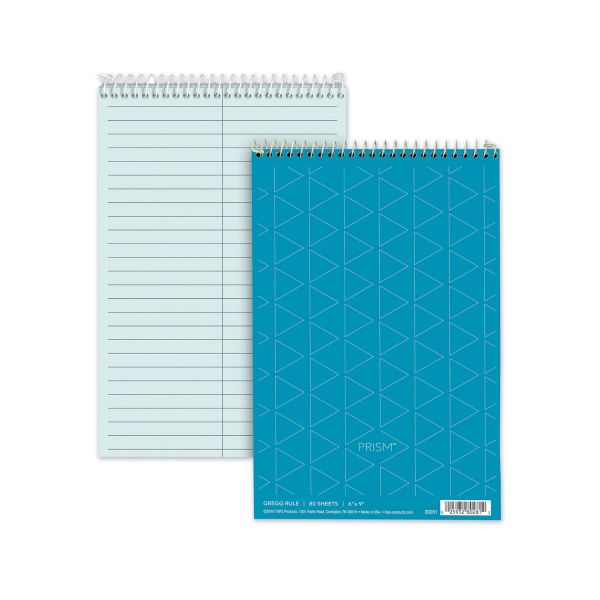 TOPS Prism Steno Pads, Gregg Rule, Blue Cover, 80 Blue 6 x 9 Sheets, 4/Pack