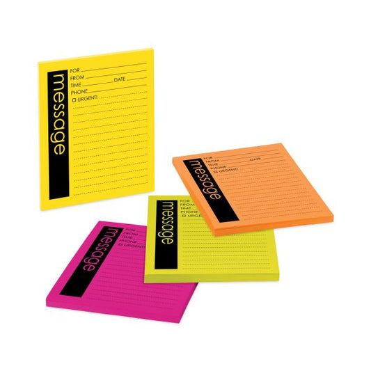 Post-it Notes Super Sticky Self-Stick Message Pad, Note Ruled, 4" x 5", Energy Boost Collection Colors, 50 Sheets/Pad, 4 Pads/Pack