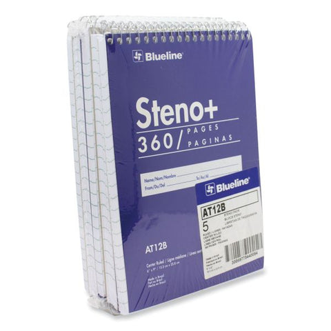 Blueline White Paper Wirebound Steno Pad 350 Sheets - Wire Bound - Front Ruling Surface - 6" x 9" - White Paper - Cardboard Cover - Stiff-cover - 1Each