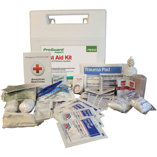 ProGuard 50-Person First Aid Kit 50 x Individual(s) - 11.4" Height x 3.1" Width11.3" Length - Plastic Case - 1 Each