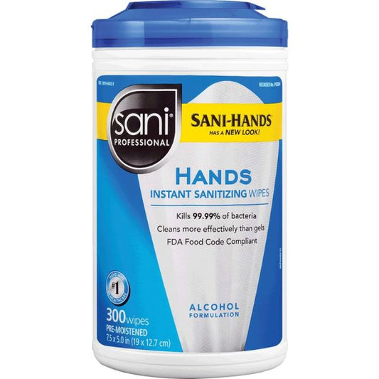 PDI Hands Instant Sanitizing Wipes White - Moisturizing - For Hand, Food Service - 300 Per Canister - 6 Carton