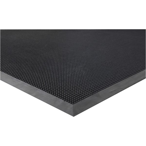 Genuine Joe Brush Tip Scraper Mat Indoor, Outdoor - 28" Length x 18" Width x 0.40" Thickness - Rectangle - Rubber - Black