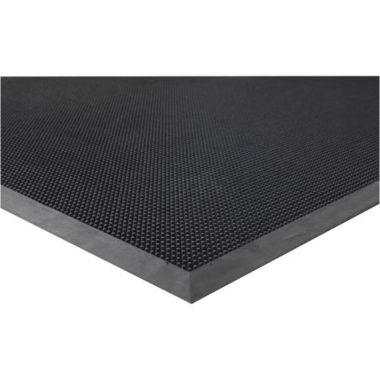 Genuine Joe Brush Tip Scraper Mat Indoor, Outdoor - 28" Length x 18" Width x 0.40" Thickness - Rectangle - Rubber - Black