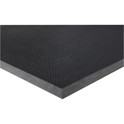 Genuine Joe Brush Tip Scraper Mat Indoor, Outdoor - 60" Length x 36" Width x 0.40" Thickness - Rectangle - Rubber - Black