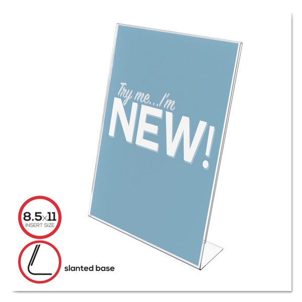 deflecto Classic Image Slanted Sign Holder, Portrait, 8.5 x 11 Insert, Clear