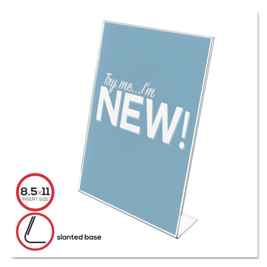 deflecto Classic Image Slanted Sign Holder, Portrait, 8.5 x 11 Insert, Clear